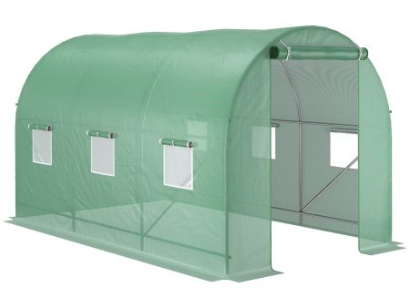 Easycomfort Serra per Orto a Tunnel 3.5x2x2m in PE e Metallo con 6 finestre e Porta Avvolgibile, Verde For Discount