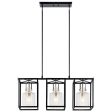 Kitner 42  3-Light Linear Chandelier with Clear Seeded Glass, Polished Nickel Finish Online Hot Sale