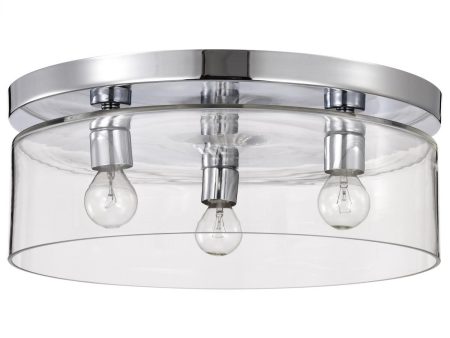 Marlowe 15  3 Lights Flush Mount Light, Polished Nickel Finish For Discount