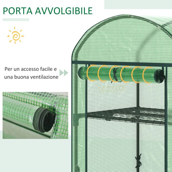 Easycomfort Mini Serra da Giardino con 2 Ripiani in Metallo e Copertura in PE, 69x49x92cm, Verde For Discount