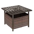 EASYCOMFORT Tavolino da Giardino con Foro per Ombrellone e Cesta Inferiore in Rattan PE e Acciaio, 55.5x55.5x46cm Marrone For Discount