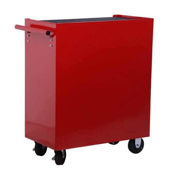 Easycomfort Carrello Porta Utensili con 5 Cassetti, Serratura, 2 Chiavi e Manubrio Parete Smontabile 2 Ruote con Freno in Lamiera d Acciaio EVA Rosso 67,5x33x77cm Supply