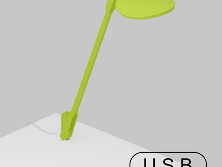 Splitty Matte Leaf Green Contemporary LED Desk Lamp with Through-Table Mount and USB Port Discount