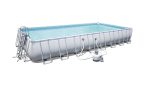 Piscina Bestway Fuori Terra Rettangolare Power Steel con Telo base Top di copertura Scaletta rampa esterna di sicurezza Filtro a sabbia da 5.678 l h cod. 56623 Fashion