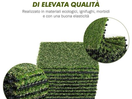 EASYCOMFORT Erba Sintetica per Giardino Set di 10pz 30x30cm Verde Scuro For Cheap