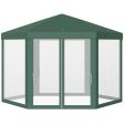 Easycomfort Gazebo 4x4 m da Giardino Esagonale con Pareti in Rete, 2 Porte e Gambe Regolabili, Gazebo in Metallo e Poliestere con Picchetti e Funi, Verde For Discount