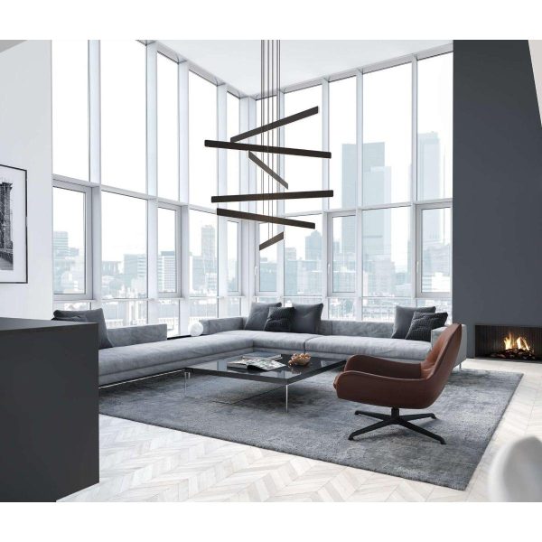 Sub 48 in. LED Pendant Light Circular 6 Black Finish on Sale