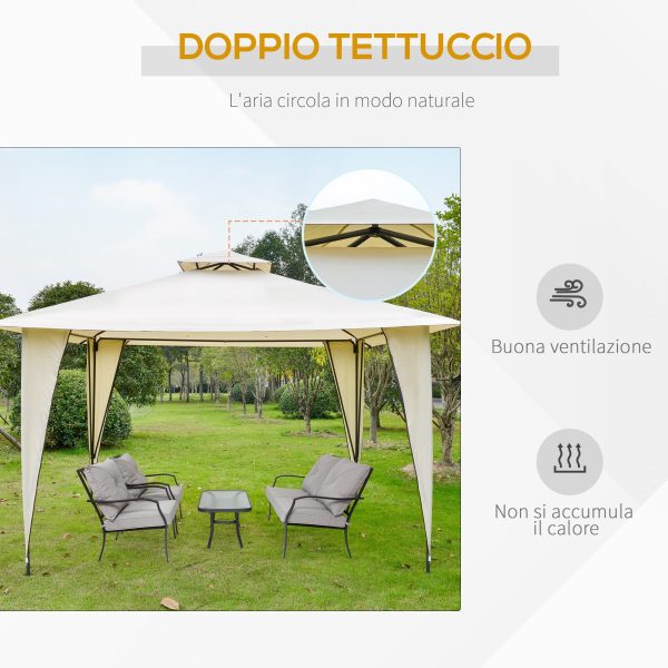 Easycomfort Gazebo da Giardino 3.5x3.5m in Metallo e Poliestere Beige con Doppio Tettuccio For Sale