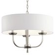 Kennewick 20  3-Light Chandelier with Fabric Drum Shade, Brushed Nickel Finish Discount