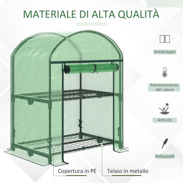 Easycomfort Mini Serra da Giardino con 2 Ripiani in Metallo e Copertura in PE, 69x49x92cm, Verde For Discount