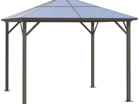 Easycomfort Gazebo da Giardino con Tetto in Policarbonato e Struttura in Alluminio, 3x3m, Caffè Online Hot Sale