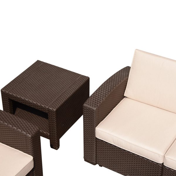 EASYCOMFORT Tavolino da Giardino in PE Rattan, Marrone, 56x56x44.5cm Hot on Sale