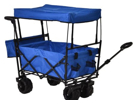 EASYCOMFORT Carrello Portaoggetti da Spiaggia Pieghevole Impermeabile Blu 110x56x101cm Discount