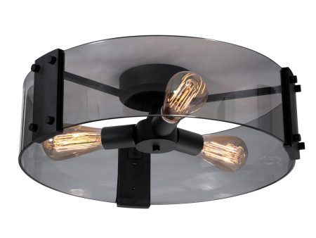 Dana 10   3-Light Semi Flush Mount Light, Black Finish Discount