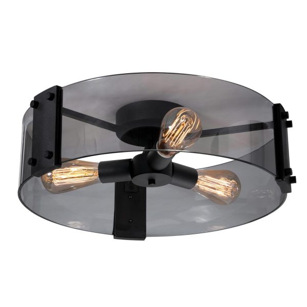 Dana 10   3-Light Semi Flush Mount Light, Black Finish Discount