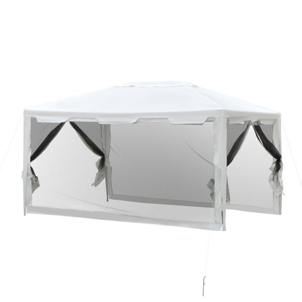 EASYCOMFORT Gazebo  in Tessuto PE con Zanzariera Bianco, 4x3m For Cheap