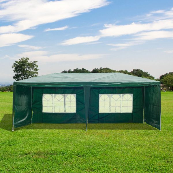 EASYCOMFORT Gazebo da Esterno Impermeabile  in Acciaio e PE con Pannelli Rimovibili, Verde, 3x6m For Cheap