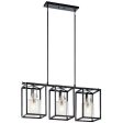 Kitner 42  3-Light Linear Chandelier with Clear Seeded Glass, Polished Nickel Finish Online Hot Sale