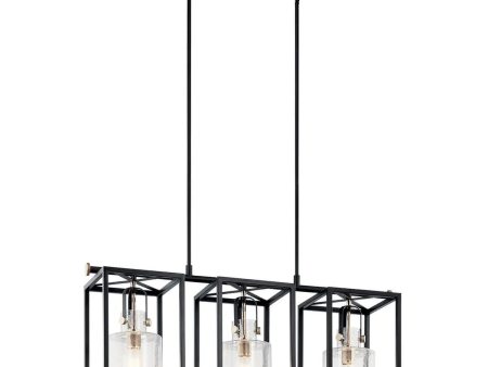 Kitner 42  3-Light Linear Chandelier with Clear Seeded Glass, Polished Nickel Finish Online Hot Sale