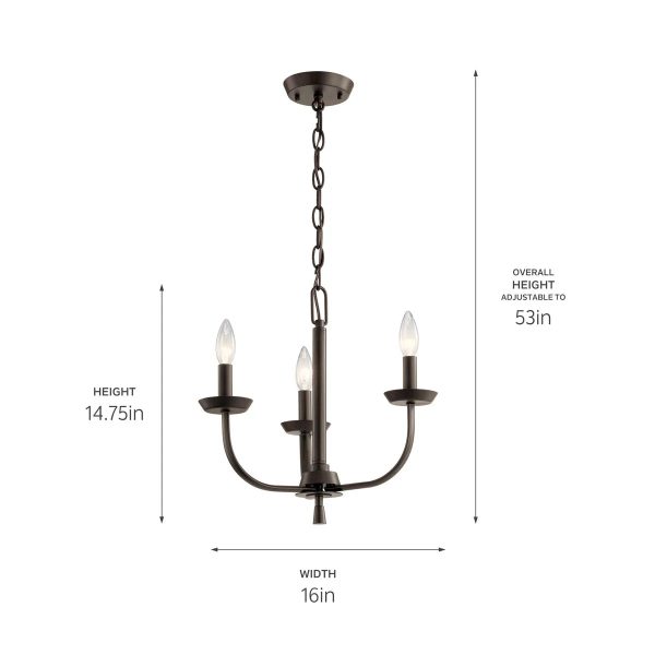 Kennewick 16  3-Light Chandelier, Olde Bronze Finish Hot on Sale