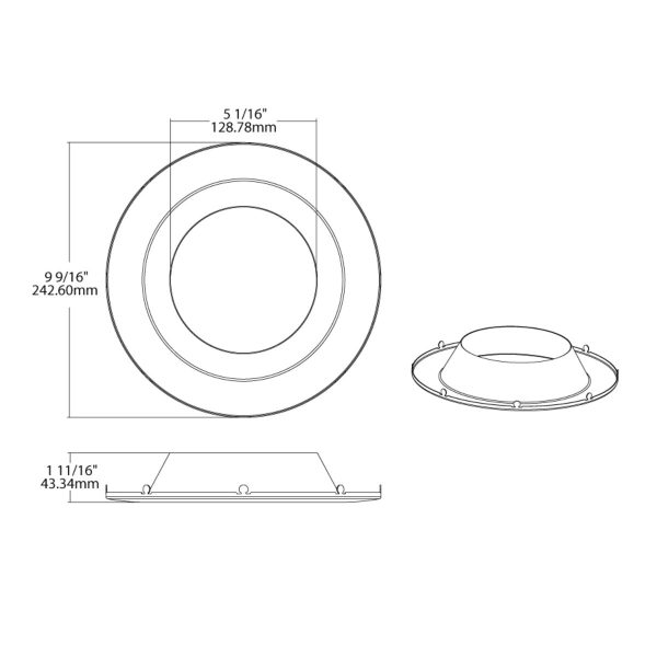 8  Round Trim for Commercial Downlights, Smooth Black Finish Hot on Sale