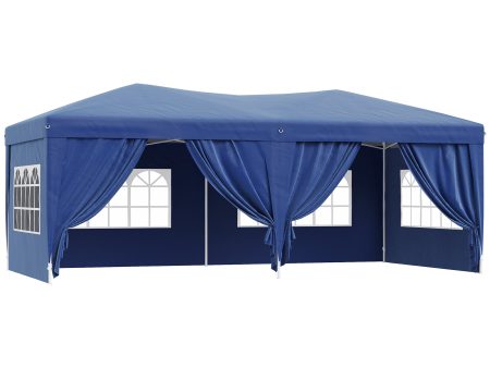 EASYCOMFORT Gazebo Pieghevole Tenda Esterno con 6 Pannelli Laterali, Blu, 6x3x2.55m Online now