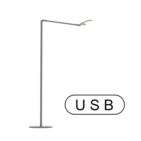 Splitty Matte Gray Contemporary LED Floor Lamp with USB Port Cheap