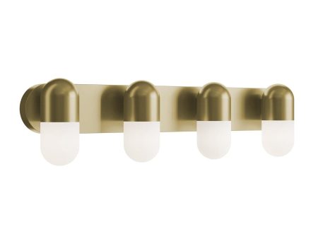 Irvine 33   4-Light LED Bathroom Vanity Light, Light Antique Brass Finish For Cheap