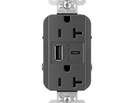 Tamper Resistant 20A Duplex Receptacle with USB Type A C Fast Charging, Graphite Discount