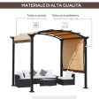 EASYCOMFORT  Pergola con Tende Scorrevoli da Giardino 295x245cm, Gazebo a Pergola da Esterno in Metallo Cachi Online now