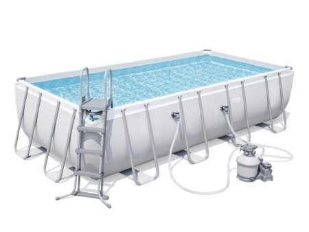 Piscina Bestway Fuori Terra Rettangolare Power Steel con Telaio e scaletta + Filtro a sabbia da 3.785 l h cod. 56466 Sale