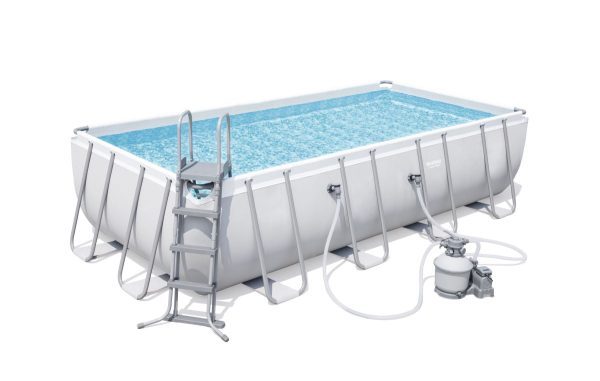 Piscina Bestway Fuori Terra Rettangolare Power Steel con Telaio e scaletta + Filtro a sabbia da 3.785 l h cod. 56466 Sale