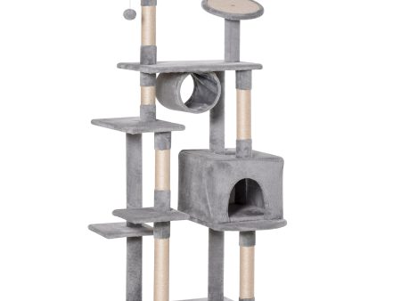 Easycomfort Albero Tiragraffi a Colonna da 165cm con Graffiatoio e Trespoli per Gattini e Gatti Adulti di Max. 4.5kg, Grigio, 60x50x165cm Online now