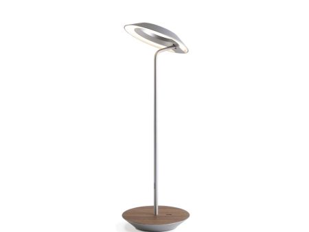 Royyo Silver With Oiled Walnut Modern LED Desk Lamp with USB Port Online now