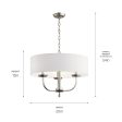 Kennewick 20  3-Light Chandelier with Fabric Drum Shade, Brushed Nickel Finish Discount