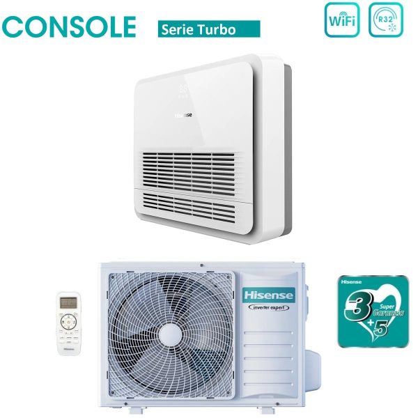 Climatizzatore Condizionatore Hisense Inverter Console serie TURBO 9000 Btu AKT26UR4RK8 + AUW26U4RS8 R-32 Wi-Fi Optional Classe A++ A++ con Telecomando di serie Incluso Online Hot Sale