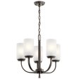 Kennewick 19  5-Light Chandelier with Clear Satin Etched Glass, Olde Bronze Finish Sale