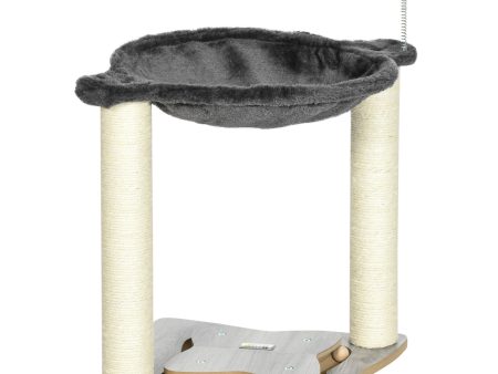 Easycomfort Tiragraffi per Gatti con Amaca in Peluche, Base in Legno con Gioco e Pali in Sisal, 53.55x53.5x66cm, Grigio Cheap