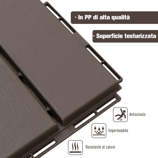 Easycomfort Set 9 Mattonelle a Incastro per Terrazzo, Piastrelle per pavimenti (30x30x2cm) in PP Antiscivolo, Area: 0.81 mq Marrone Online Sale