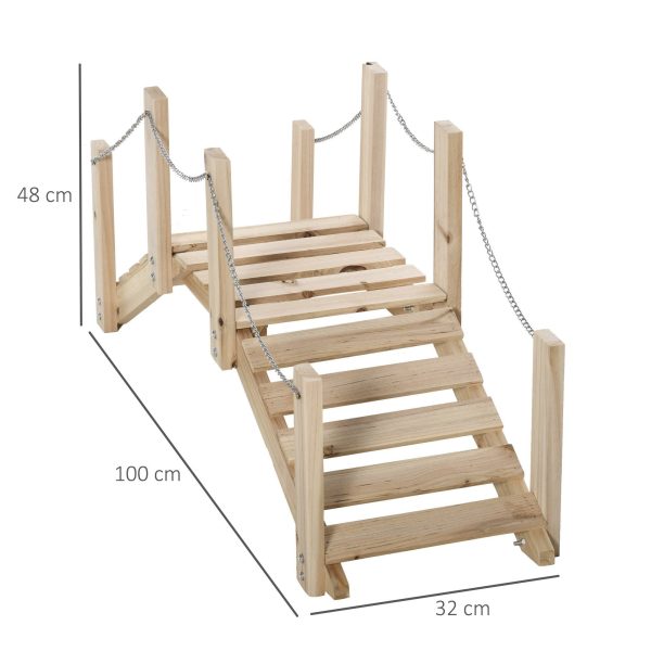 EasyComfort Ponticello da Giardino in Legno per Laghetto con Passerella ad Arco, Impermeabile 100x32x48cm For Sale