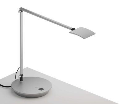 Mosso Pro Silver Contemporary LED Desk Lamp with Power Base For Sale