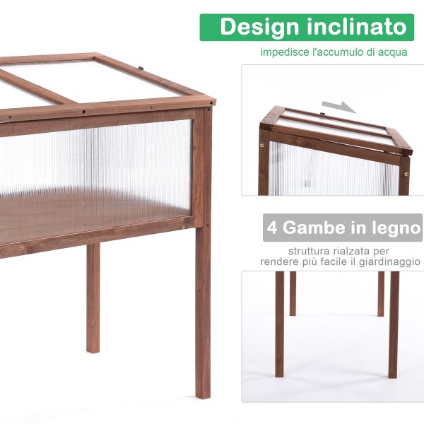 EasyComfort Mini Serra da Giardino Rialzata in Legno e Policarbonato con Tetto Apribile, 90x50x93cm Discount