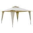 Easycomfort Gazebo da Giardino 3.5x3.5m in Metallo e Poliestere Beige con Doppio Tettuccio For Sale