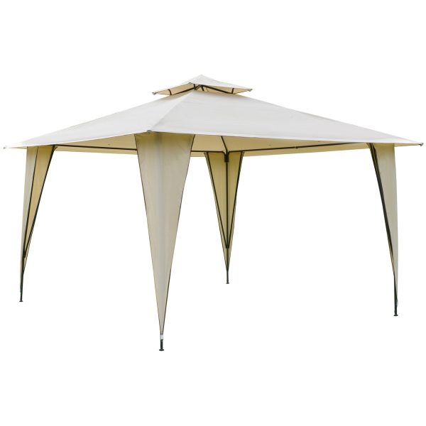 Easycomfort Gazebo da Giardino 3.5x3.5m in Metallo e Poliestere Beige con Doppio Tettuccio For Sale