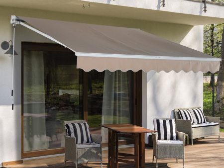 EasyComfort Tenda da Sole a Bracci 3x2m Avvolgibile Manuale in Poliestere Impermeabile Beige Online now