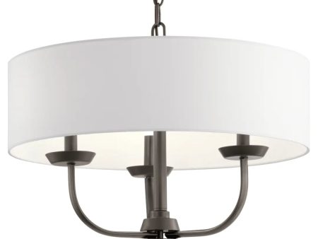 Kennewick 20  3-Light Chandelier with Fabric Drum Shade, Olde Bronze Finish Online Hot Sale