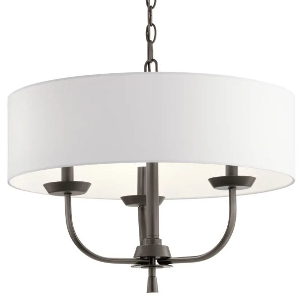 Kennewick 20  3-Light Chandelier with Fabric Drum Shade, Olde Bronze Finish Online Hot Sale