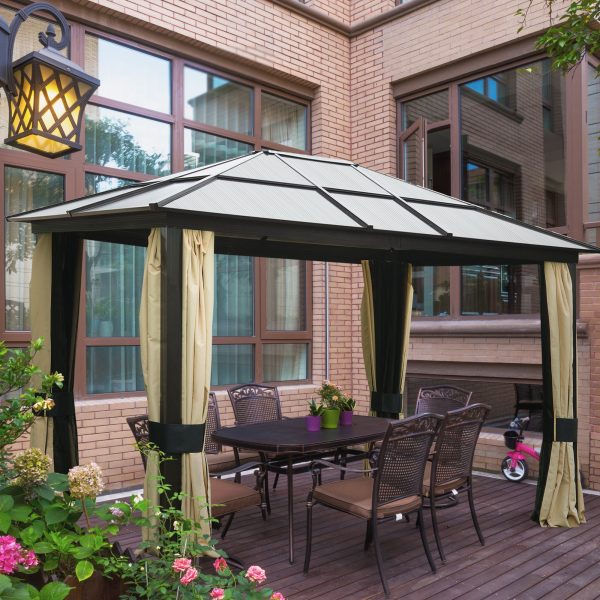 Easycomfort Gazebo da Giardino 3x3.6m in Alluminio con Zanzariera e Tetto in Policarbonato Online Sale