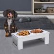 Easycomfort Ciotola Rialzata per Cani in Acciaio Inossidabile, Base in Legno MDF, con 2 Piatti, 44x24x15cm For Sale