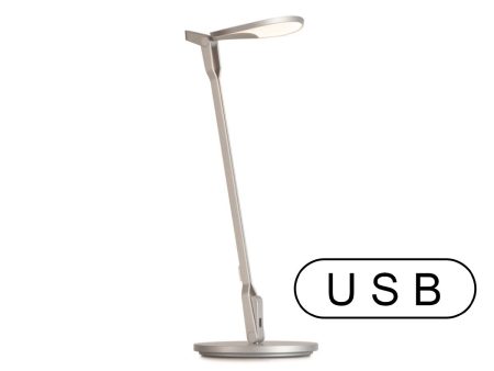 Splitty Silver Contemporary LED Desk Lamp with Table Base and USB Port Online now